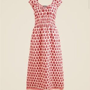 J.Crew Cap-sleeve midi dress in block print linen Size Medium
